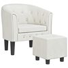 vidaXL Tub Chair with Footstool White Faux Leather