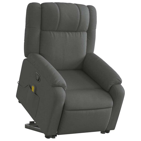 vidaXL Stand up Massage Recliner Chair Dark Grey Fabric