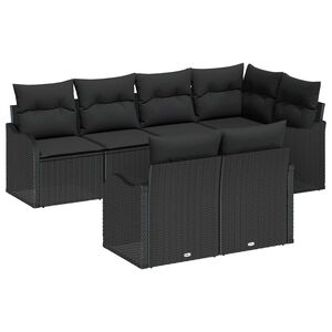 vidaXL Garden Sofa Set Black Poly Rattan