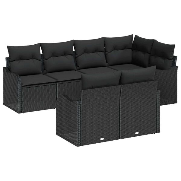 vidaXL Garden Sofa Set Black Poly Rattan