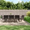 vidaXL 9 Piece Garden Dining Set with Cushions Poly Rattan and Steel