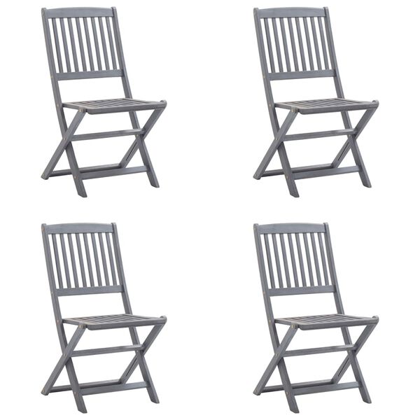 vidaXL Folding Outdoor Chairs 4 pcs with Cushions Solid Acacia Wood