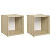 vidaXL 2 Piece TV Cabinet Set White and Sonoma Oak 37x35x37 cm Engineered Wood