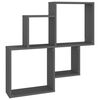 vidaXL Wall Cube Shelf | Grey | Engineered wood | 80 x 15 x 78.5 cm