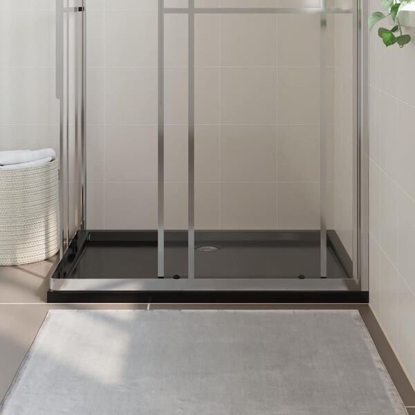 vidaXL Rectangular ABS Shower Base Tray Black 80x120 cm