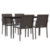 vidaXL 5 Piece Garden Dining Set with Cushions Poly Rattan and Steel