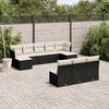 vidaXL 10 Piece Garden Sofa Set with Cushions Black Poly Rattan