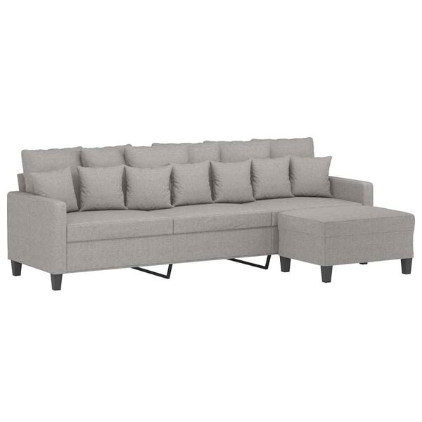 vidaXL 3-Seater Sofa with Footstool Light Grey 210 cm Fabric