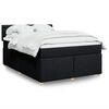 vidaXL Box Spring Bed with Mattress Black Double Fabric
