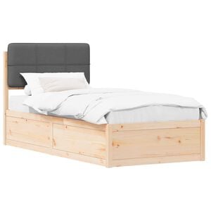 vidaXL Bed Frame with Upholstered Headboard Dark Grey 90 x 190 cm