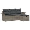 vidaXL Garden Sofa Set with Cushion 4 pcs Grey Poly Rattan