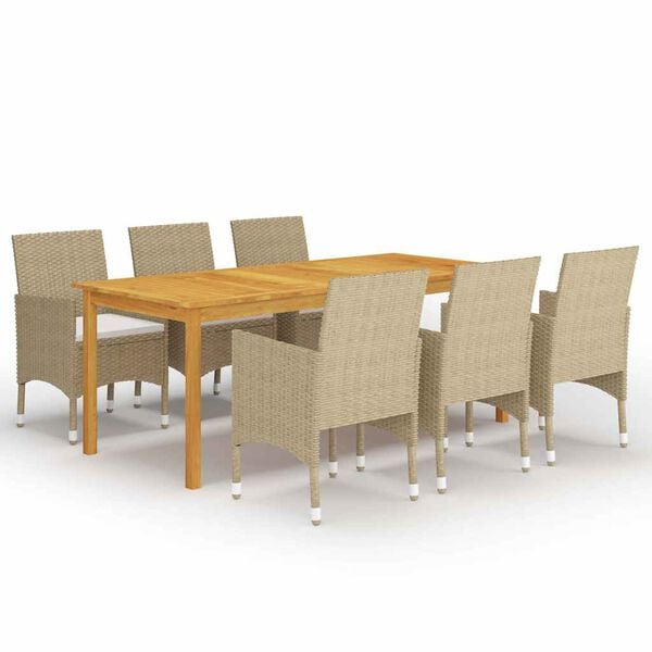 vidaXL 7 Piece Garden Dining Set Beige