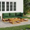 vidaXL 5 Piece Garden Lounge Set with Green Cushions Solid Wood
