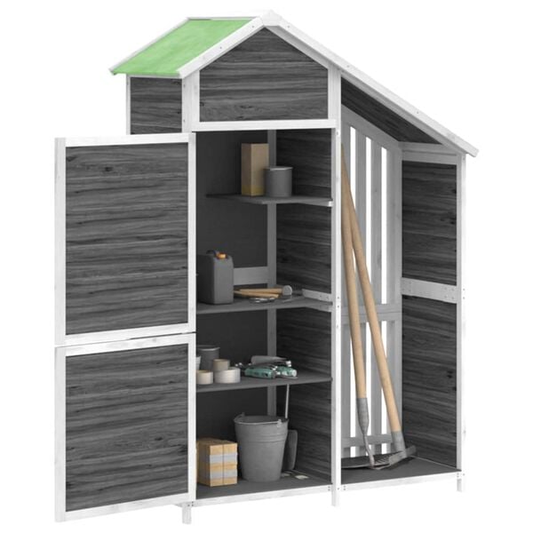 vidaXL Garden Tool Shed Grey 120x53.5x170 cm Solid Wood Pine