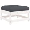 vidaXL Garden Footstools with Cushions 2pcs White Solid Wood Pine