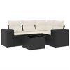 vidaXL 5 Piece Garden Sofa Set with Cushions Black Poly Rattan