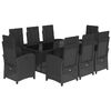 vidaXL 9 Piece Garden Dining Set with Cushions Black Poly Rattan