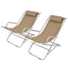 vidaXL Reclining Deck Chairs 2 pcs Steel Taupe