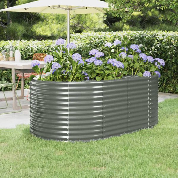 vidaXL Garden Raised Bed Galvanised Steel 175x100x68 cm Grey
