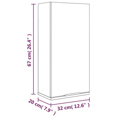 vidaXL Wall-mounted Bathroom Cabinet White 32x20x67 cm