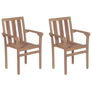 vidaXL Stackable Garden Chairs 2 pcs Solid Teak Wood