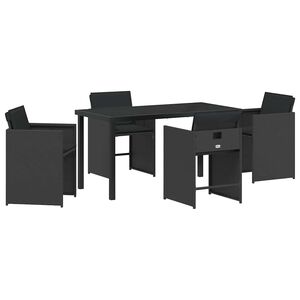 vidaXL Garden Dining Set 5 pcs Black Poly Rattan