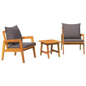 vidaXL Bistro Set with Cushion 3 pcs Brown Solid Acacia Wood