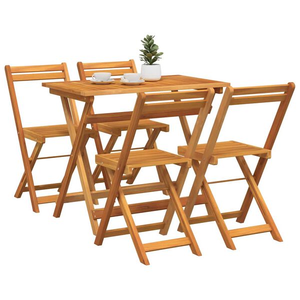 vidaXL Bistro Set Folding 5 pcs Oil Natural Solid Acacia Wood