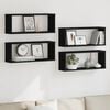 vidaXL Wall Cube Shelf 4 pcs Black 60x15x23 cm Engineered Wood
