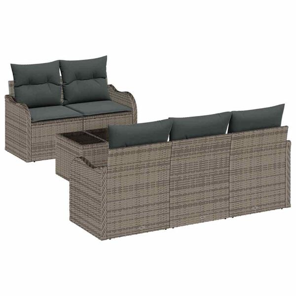 vidaXL Garden Sofa Set Grey Poly Rattan
