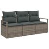 vidaXL Garden Sofa Set with Cushion 3 pcs Grey Poly Rattan