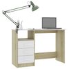 vidaXL Desk with Drawers White and Sonoma Oak 110x50x76 cm Engineered Wood