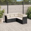 vidaXL 5 Piece Garden Sofa Set with Cushions Black Poly Rattan