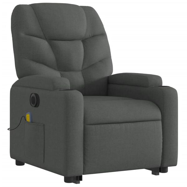 vidaXL Electric Stand up Massage Recliner Chair Dark Grey Fabric