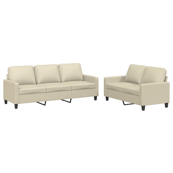 vidaXL 2 Piece Sofa Set with Cushions Cream Faux Leather
