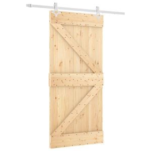 vidaXL Sliding Door 95 x 210 cm Solid Pine Wood (Untreated)