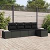 vidaXL Garden Sofa Set with Cushion 5 pcs Black Poly Rattan