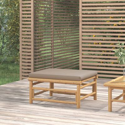 vidaXL Garden Footstool with Taupe Cushion Bamboo