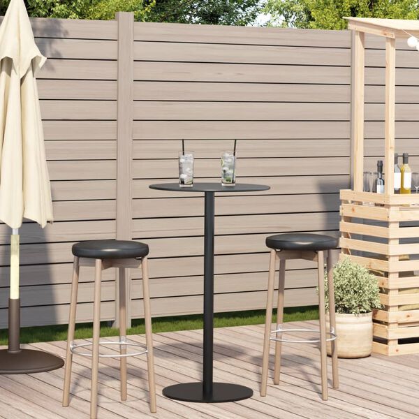 vidaXL Garden Table Round Black &Oslash;60x105 cm Steel