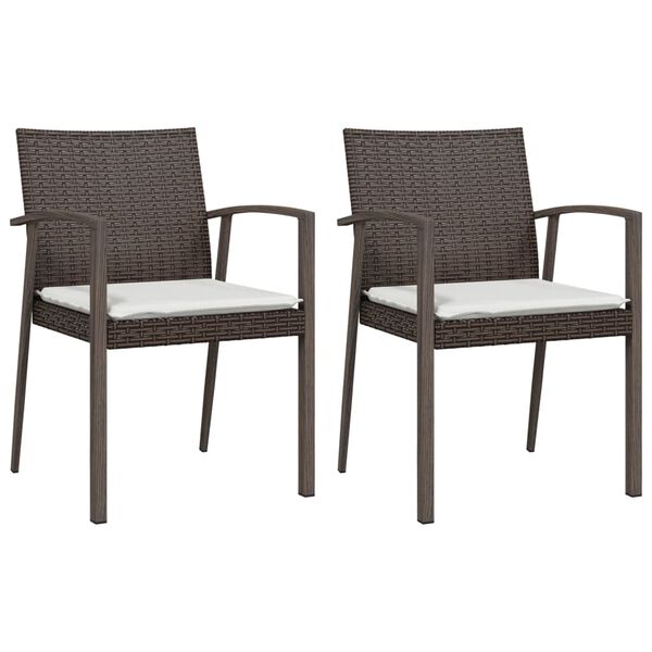 vidaXL 3 Piece Garden Dining Set with Cushions Poly Rattan and Steel