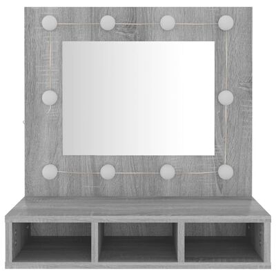 vidaXL Mirror Cabinet with LED Grey Sonoma 60x31.5x62 cm