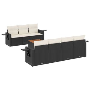 vidaXL 8 Piece Garden Sofa Set with Cushions Black Poly Rattan