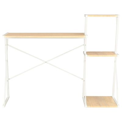 vidaXL Desk with Shelf White and Oak 116x50x93 cm