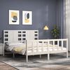 vidaXL Bed Frame without Mattress White King Size Solid Wood Pine