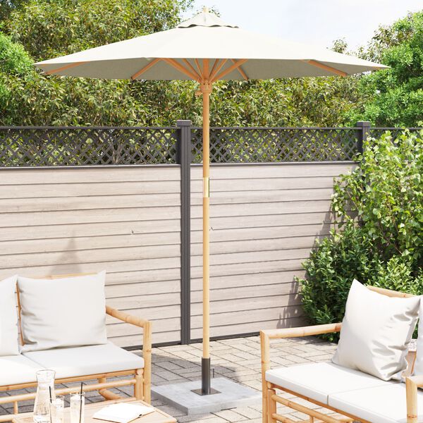 vidaXL Garden Parasol Cream White Ø 217 x 230 cm Bamboo