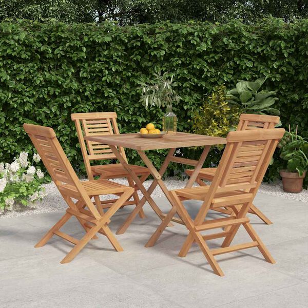 vidaXL 5 Piece Garden Dining Set Solid Wood Teak