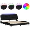 vidaXL Bed Frame with LED without Mattress "Hvar" Black 180x200 cm King Fabric