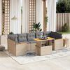 vidaXL 8 Piece Garden Sofa Set with Cushions Beige Poly Rattan