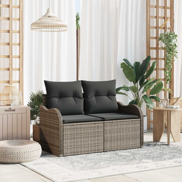 vidaXL Garden Sofa Grey 121 x 62 x 69cm Poly Rattan