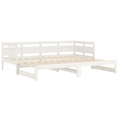 vidaXL Pull-out Day Bed White Solid Wood Pine 2x(90x190) cm